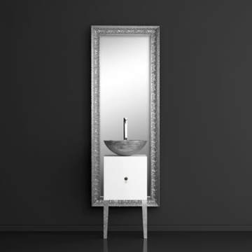 MONNALISA FLORENCE MOSAIC SILVER - Single wooden vanity unit with mirror by Glass Design - view 3